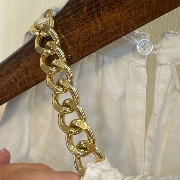 MICHAEL KORS White Halter Logo Chain Tiered Midi Sundress Size Extra Small - Picture 7 of 17